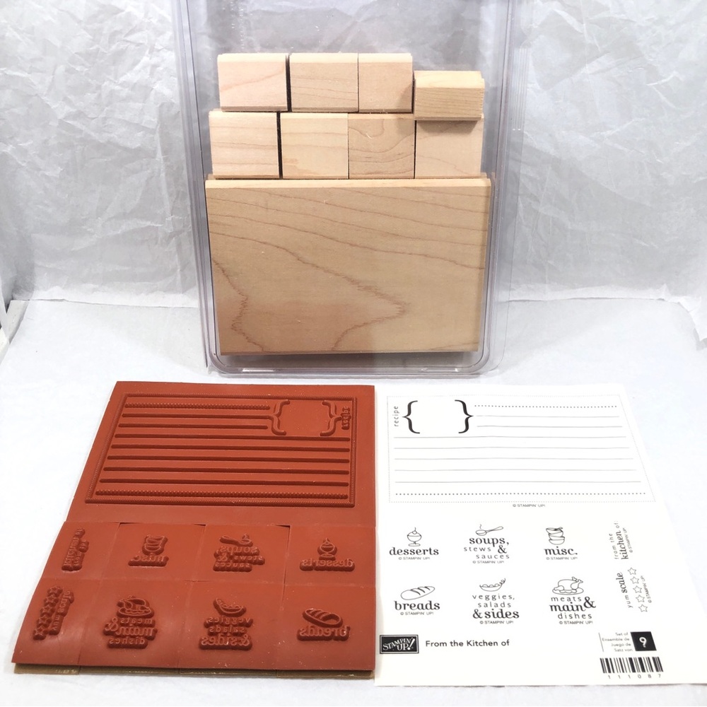 Stampin’ Up! “FROM THE KITCHEN OF” New Set of 9 Woodblock Rubber Stamps